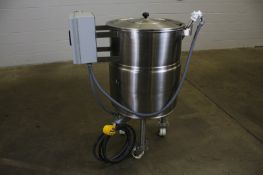 Cleveland 25-Gal. S/S Steam Jacketed Kettle, Model KEL-25, S/N WT371794D01, Electric, On Stand,