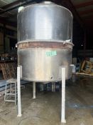 500 Gallon (approx.) Stainless Steel Single Wall Tank- 38 diameter, 70" straight side, dome shape