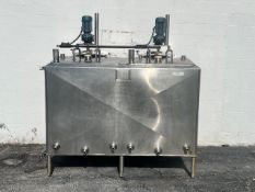 Feldmeier 350 Gal. x 2 Flavor Tank, S/N E-690-02, Jacketed with 2.5 inch Outlets, Agitation in