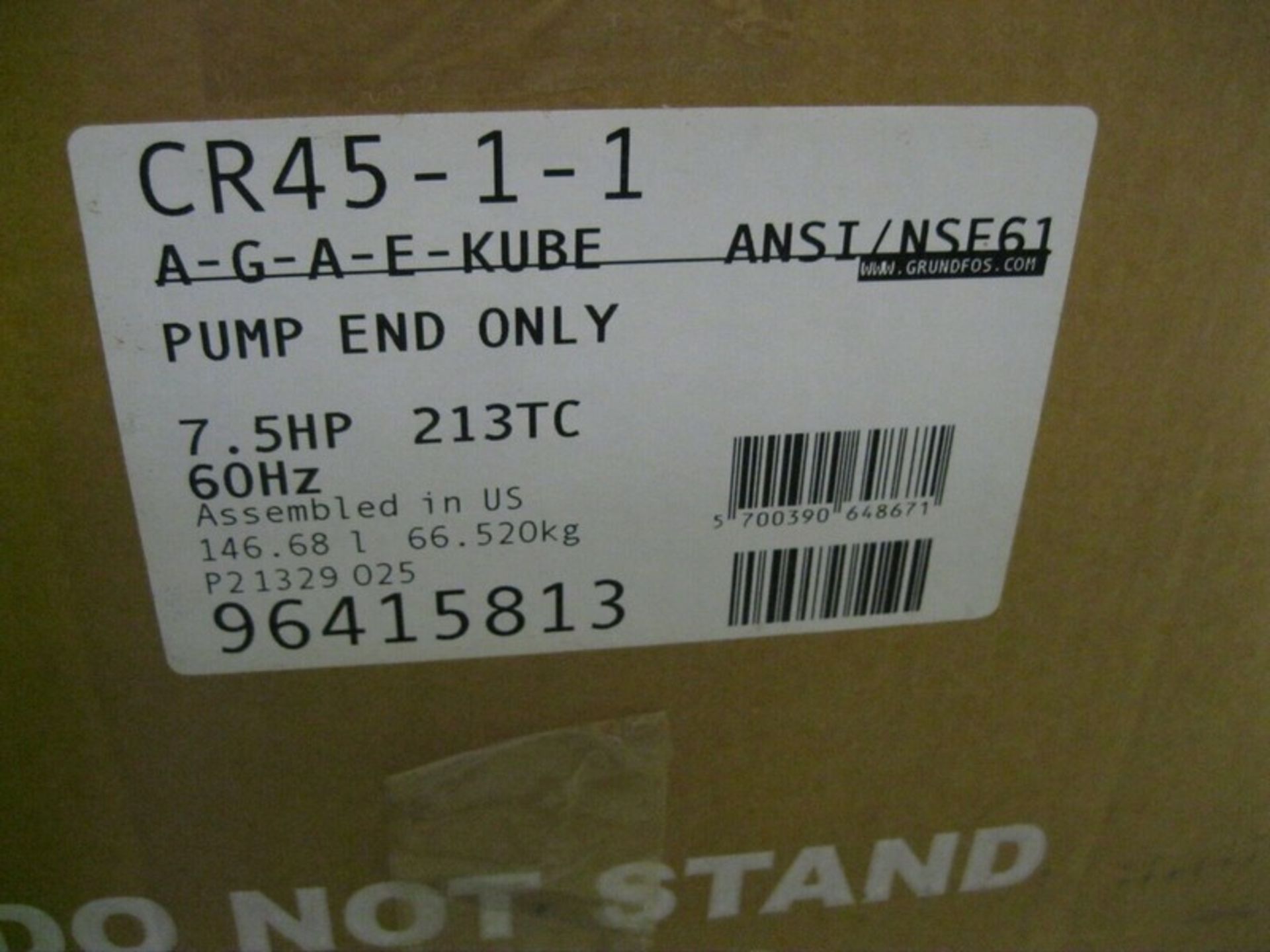 3" Grundfos CR45-1-1 Centrifugal Pump End (No Motor) NEW - Image 5 of 5