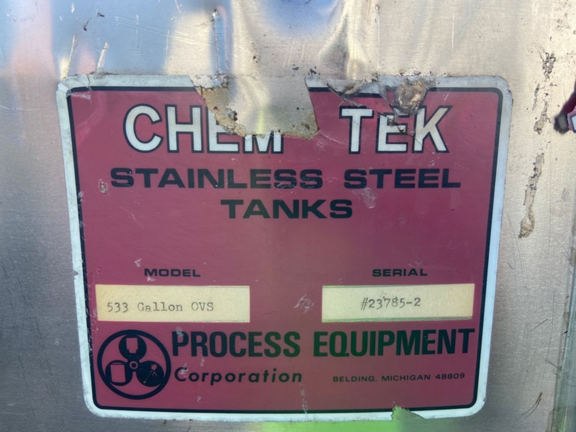 Chem Tek 533 Gal. S/S Single Wall Tank, S/N 23785-2, (2) Agitators, Mounted on Legs (INV#82842)( - Image 3 of 7