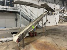 Incline Section of Conveyor, with Aprox. 12" W Plastic Belt, Aprox. 88" H Belt to Floor (LOCATED