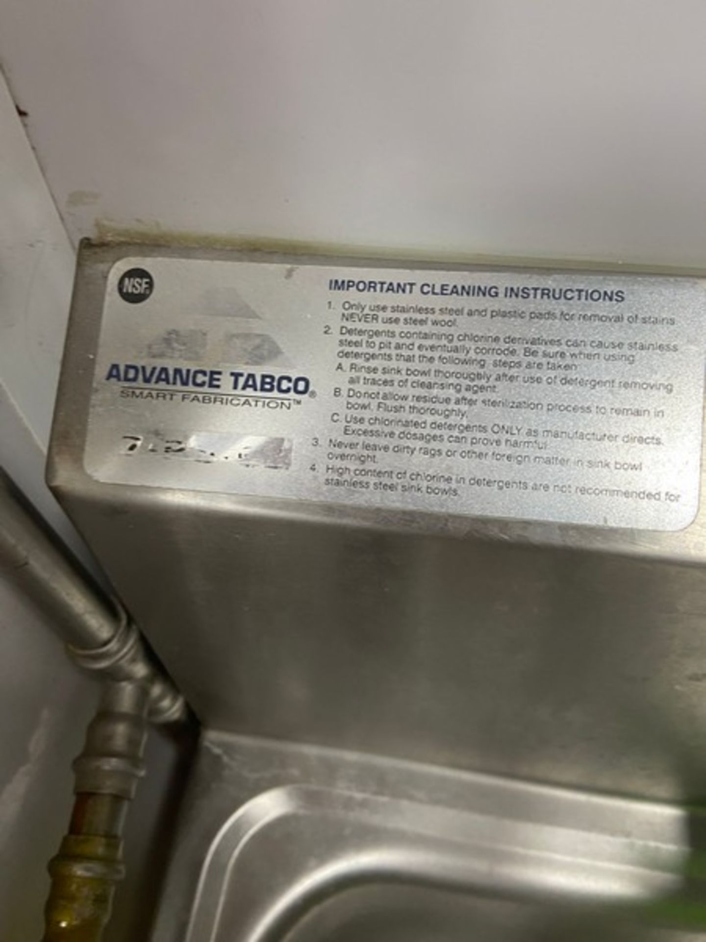 (2) Advance Tabco S/S Bowl Sink, M/N 7-PS-62 (NOTE: 2-Pce. Lot) (LOCATED IN RED HOOK BROOKLYN, N. - Bild 3 aus 5