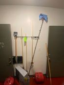 Rack with Mops & Shovel, Includes Wall Mounted Rack (LOCATED IN RED HOOK BROOKLYN, N.Y.)