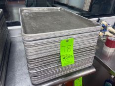 (34) Baking Pans, Internal Dims. of Pans: Aprox. 24" L x 16-1/2" W x 3/4" Deep (LOCATED IN RED