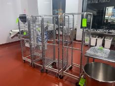 (4) Channel Baking Pan Racks, with (36) Pan Slots, Overall Dims.: Aprox. 25" L x 20-1/2" W x 70"