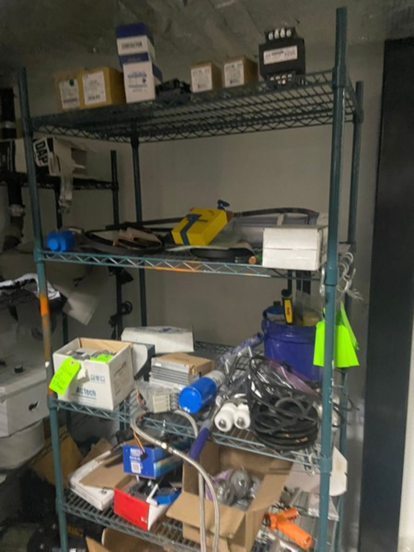 Contents of Back Shelving Area, Includes, Tubing, Electrical Supplies, Scales, Conveyor Parts, - Image 9 of 12