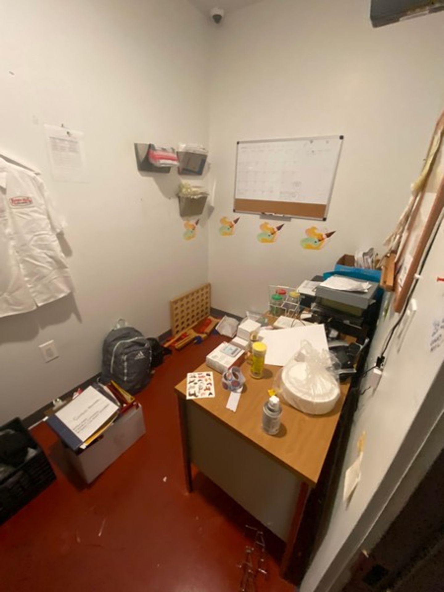 Contents of Office, Includes Desk, Wire Shelf, & Other Present Contents In Office (LOCATED IN RED