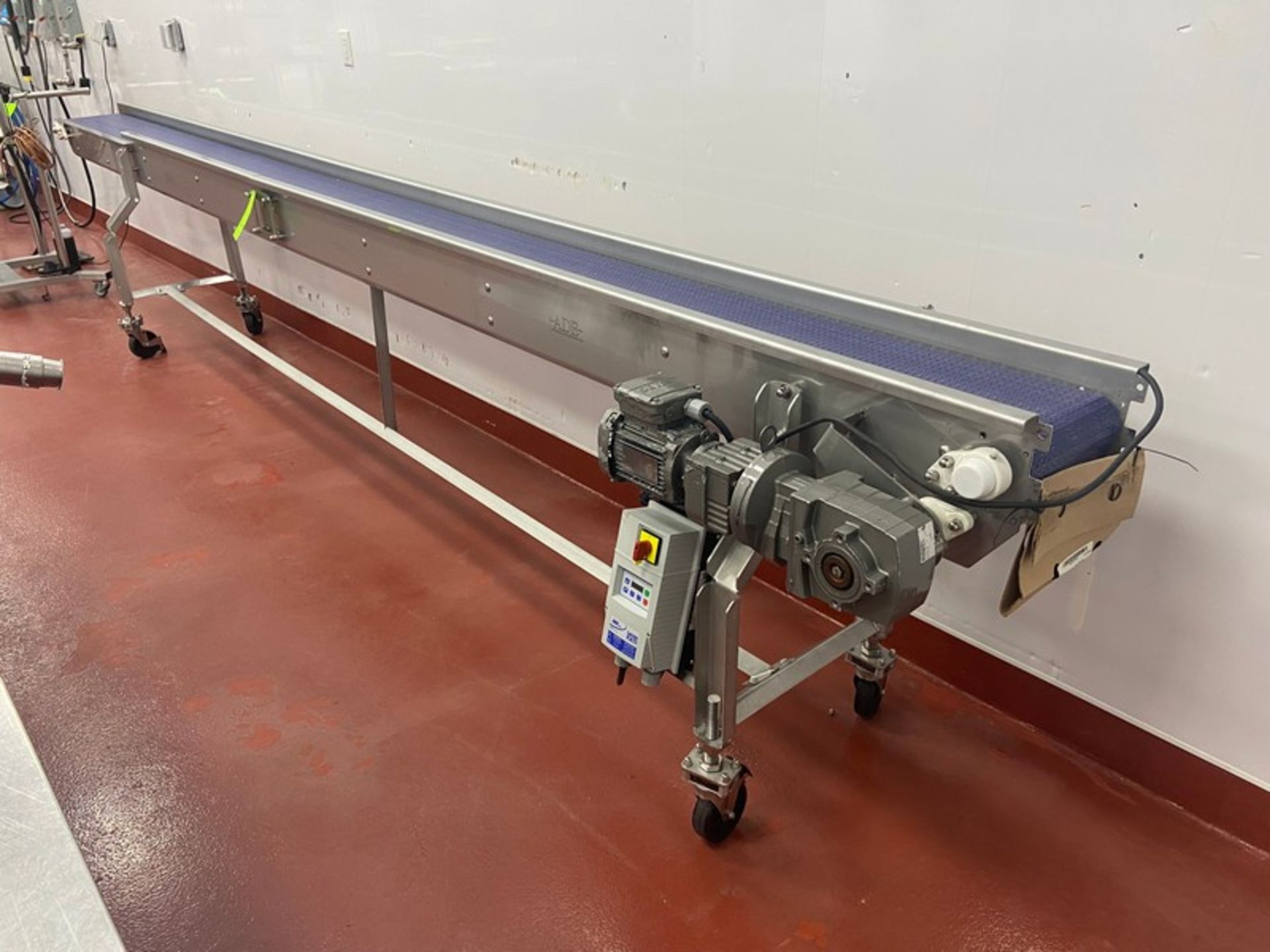 Straight Section of Conveyor, with Aprox. 10" W Plastic Belt, Aprox. 20 ft. L, with SEW Drive, Lenze