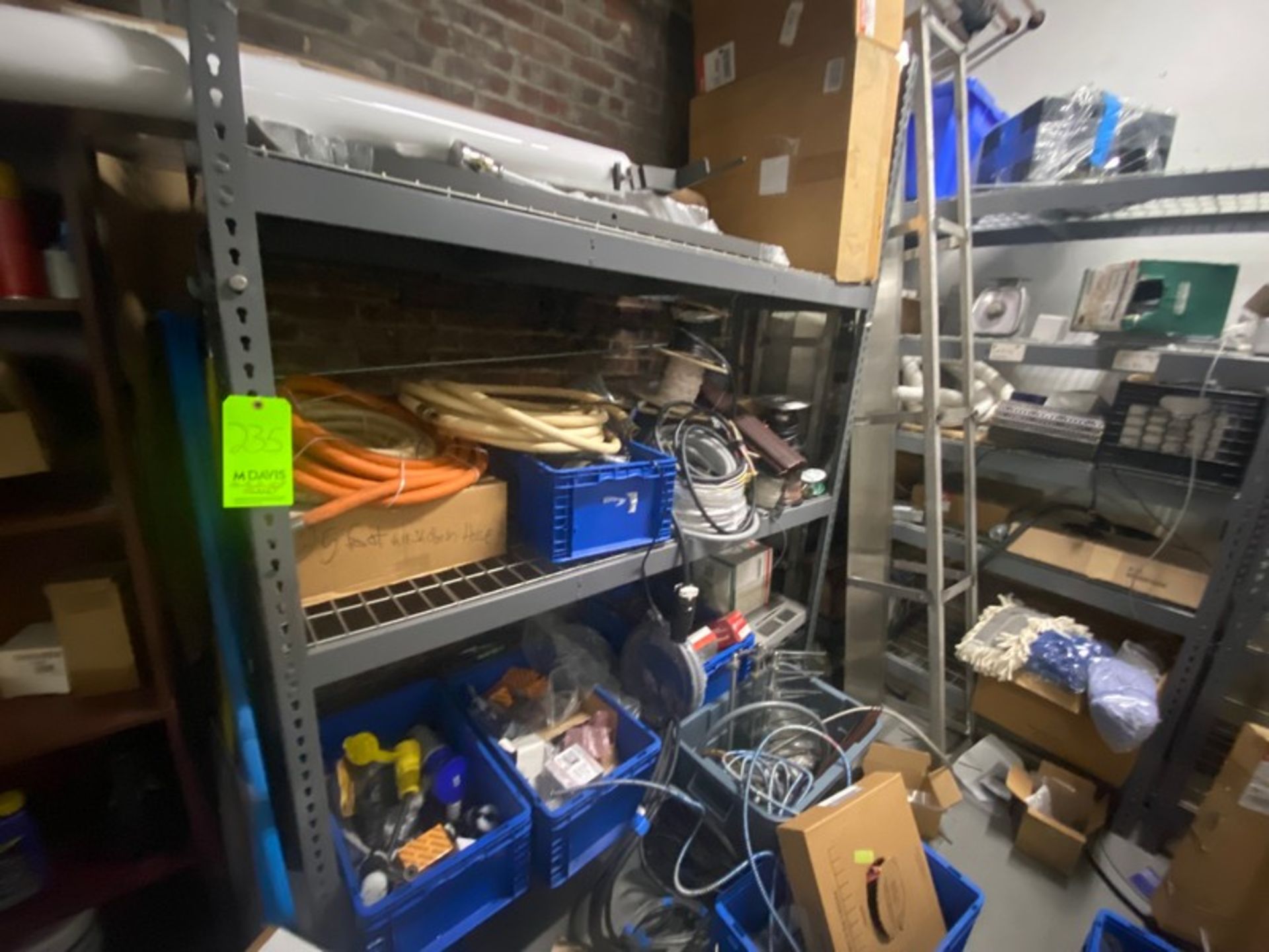 Contents of Back Shelving Area, Includes, Tubing, Electrical Supplies, Scales, Conveyor Parts,
