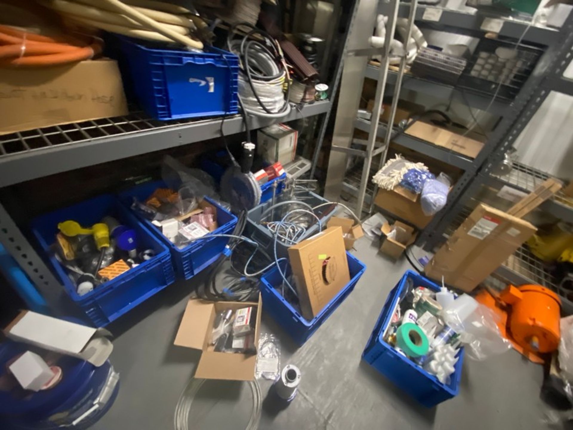 Contents of Back Shelving Area, Includes, Tubing, Electrical Supplies, Scales, Conveyor Parts, - Image 2 of 12
