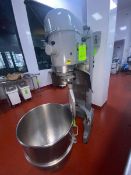 Hobart Mixer, M/N V-1401U, S/N 11-1014-844, 200 Volts, 3 Phase, 1725 RPM Motor, with S/S Mixing Bowl