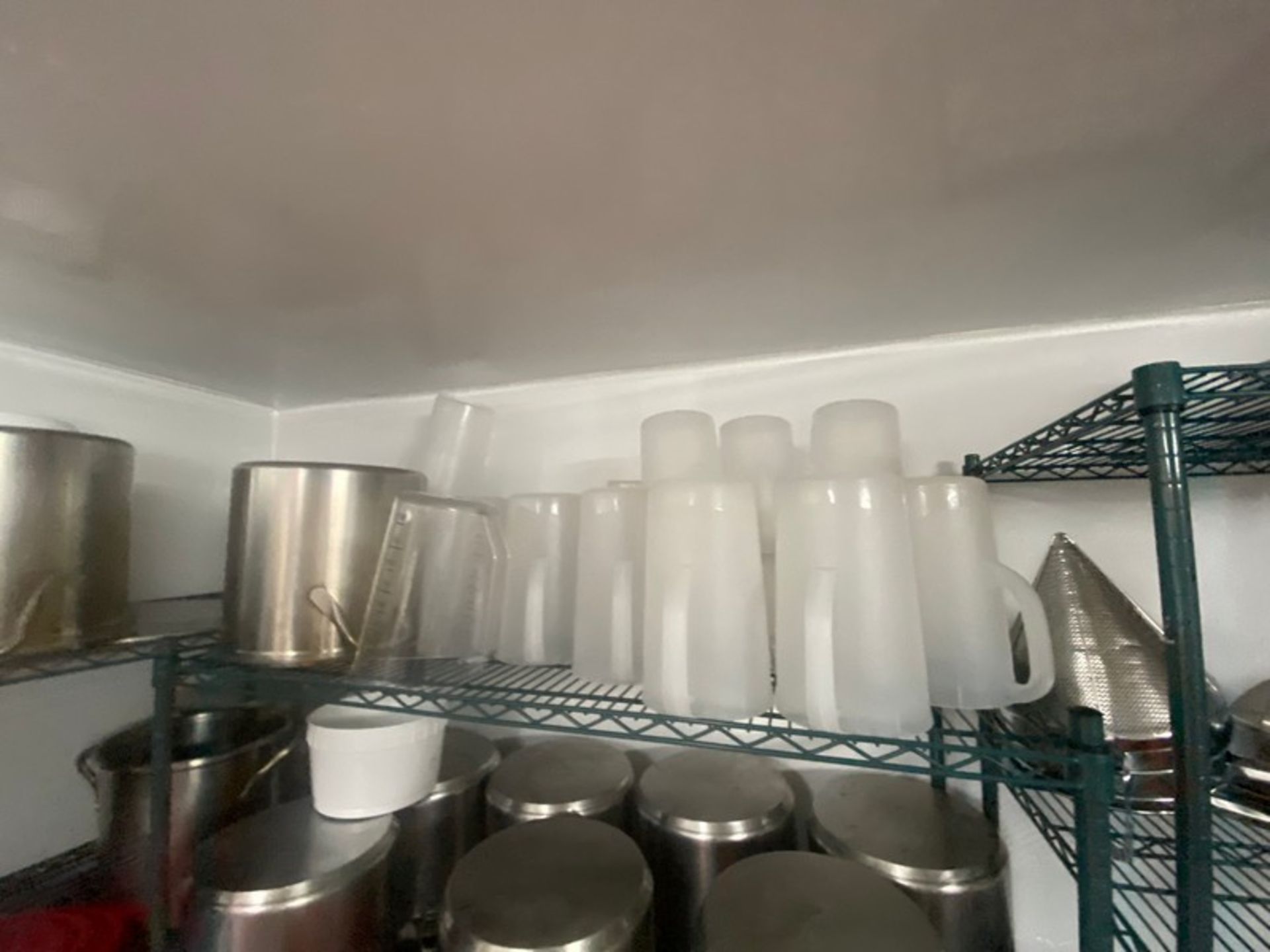 Lot of Assorted S/S Pots, Pans, Plastic Pitchers, Plasticware, & Other Present Contents (LOCATED - Image 5 of 7
