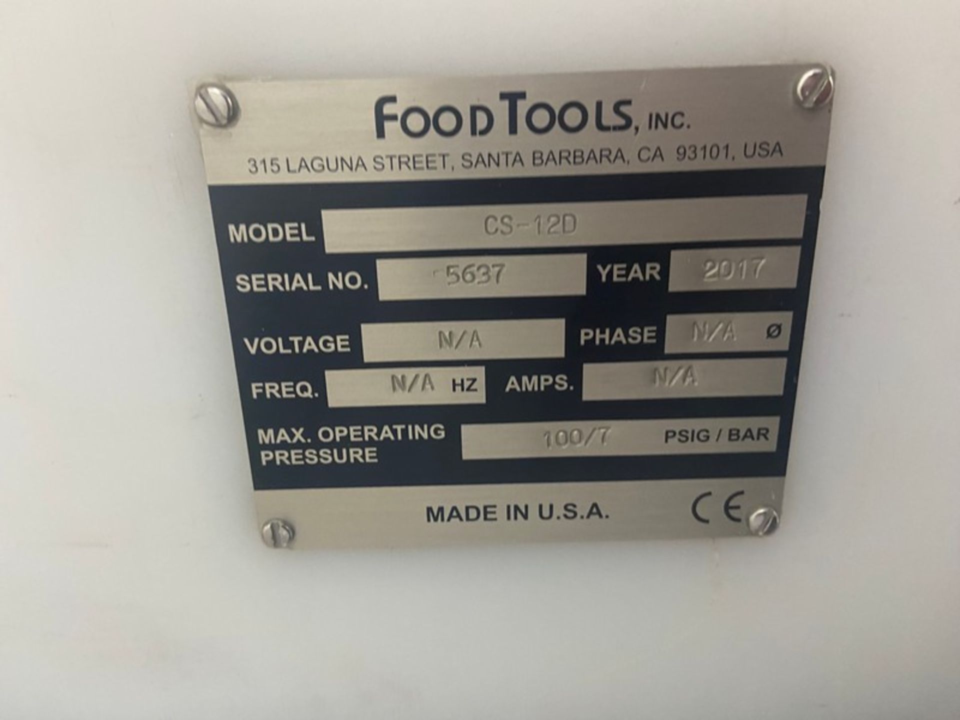 2017 FoodTools Inc. Continuous Sheet Slicing Machine, M/N CS-12D, S/N 5637, Max. Operating - Image 8 of 8