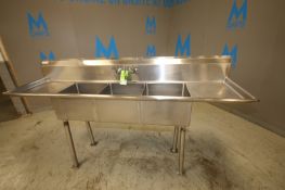 90" L x 24" W 38" H 3-Bowl S/S Sink with Faucet (INV#96726) (Located @ the MDG Auction Showroom in