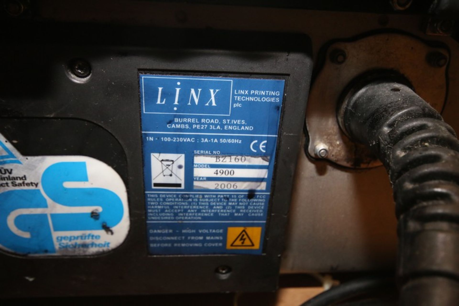 Linx Ink Jet Coder, Model 4900, SN BZ160, with Single Head, 2006 (INV#87088)(Located @ the MDG - Image 4 of 5