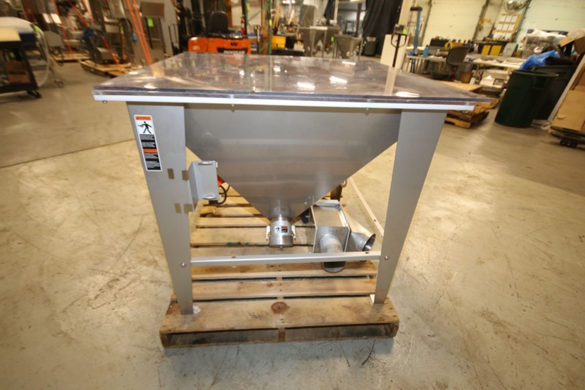 Hapman 36" x 36" x 36" H S/S Feed Hopper, SN K16540 CA, with S/S Safety Cage, Plexiglass Cover, 4" - Image 4 of 9
