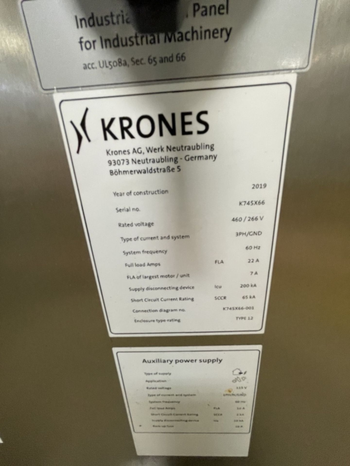 KRONES CONTIROLL ROLL-FED WRAP AROUND LABELER, S/N K745X66, 340 MM MAX LABEL LENGTH, 175 MIN LABEL - Image 6 of 11