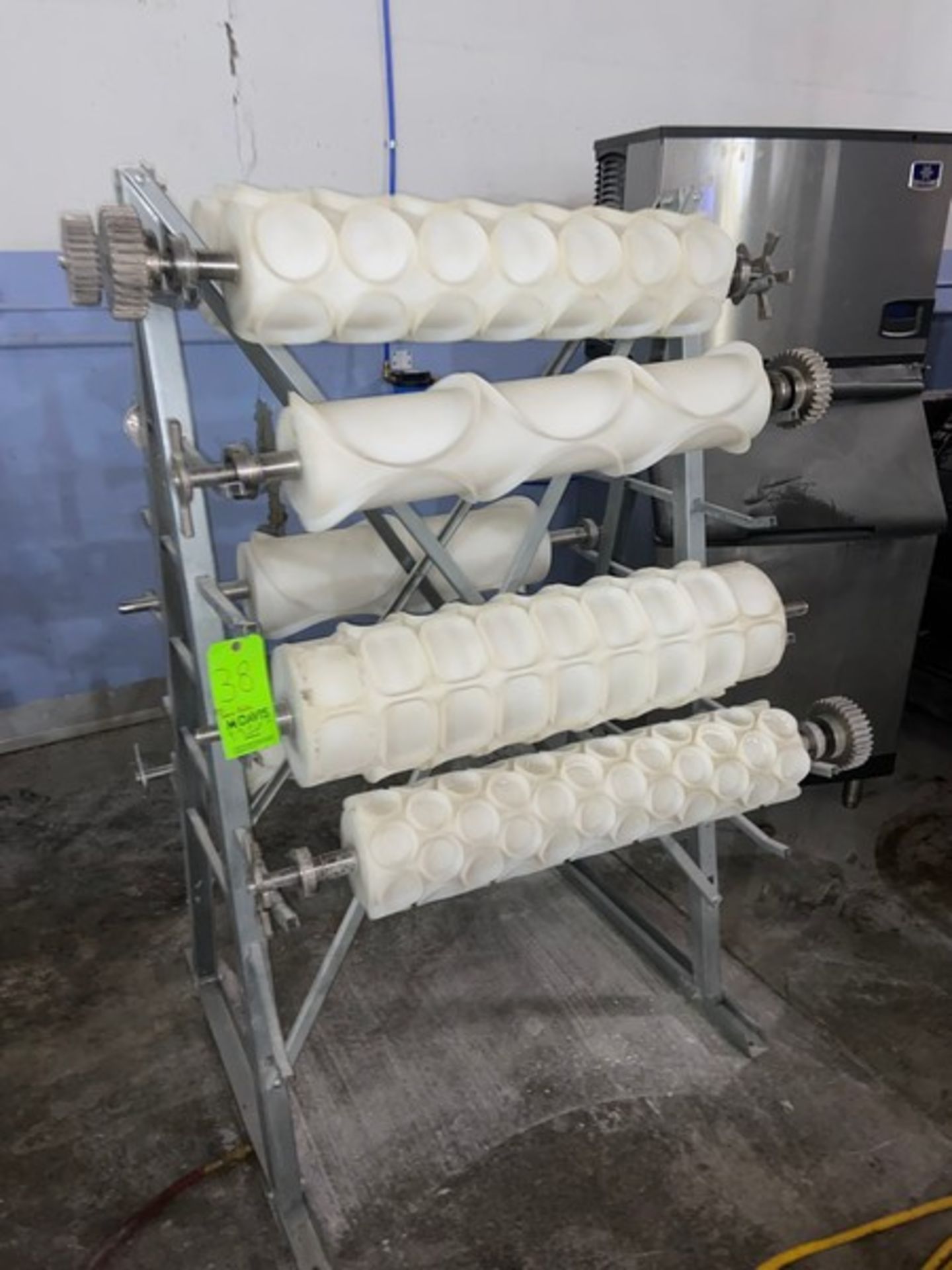 (6) Forming Rolls of Tromp Line, Includes Round & Oval Pita Rolls, Includes Aluminum Rack (LOCATED