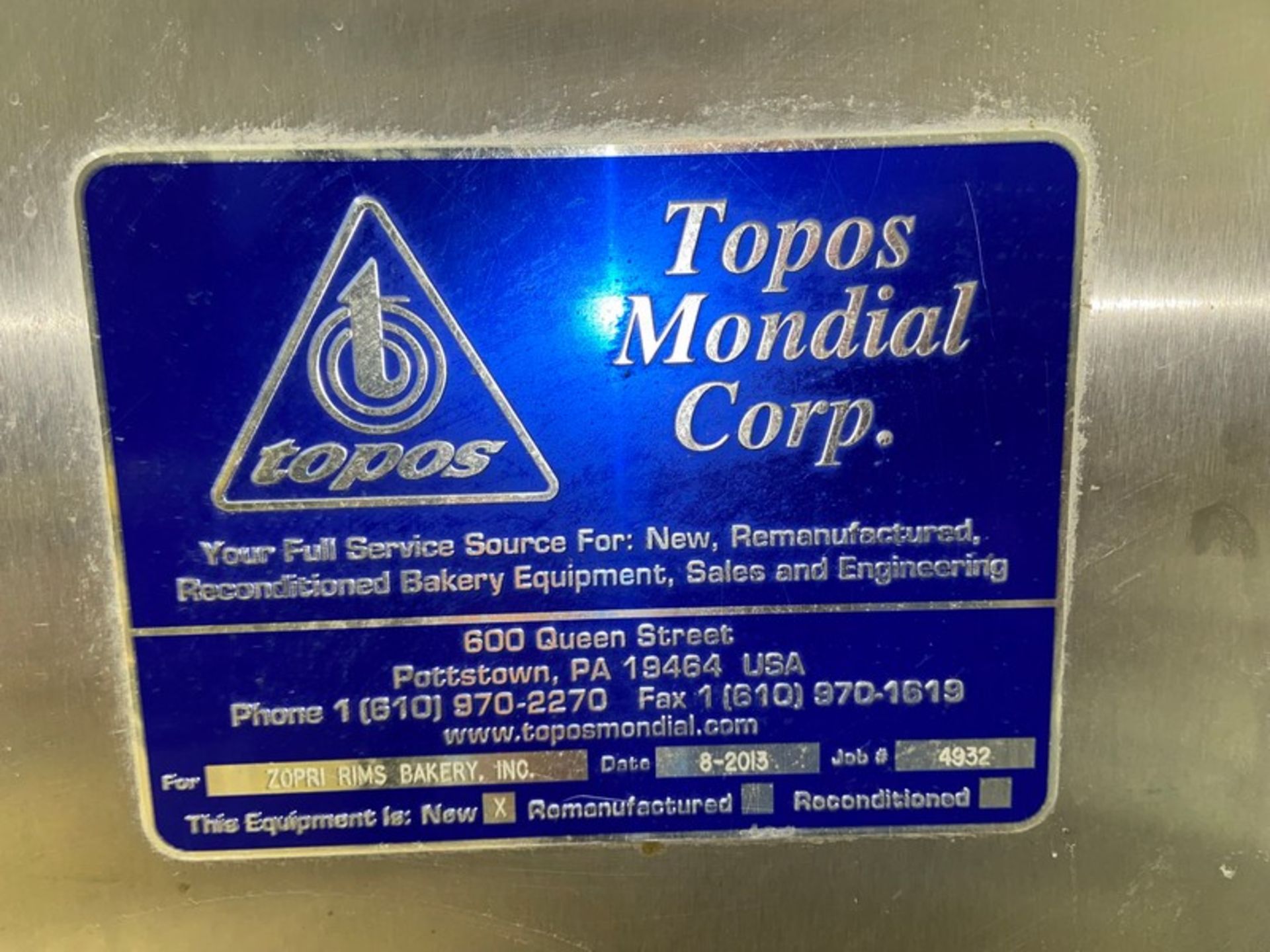 2013 Topos Mondial Corp. Dough Mixer, Job #: 4932, with Allen-Bradley Plus 1000 Display, with Double - Image 15 of 17