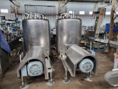 APV 350 gallon stainless steel food grade batch weigh mix tank. Size based on approx dimensions of