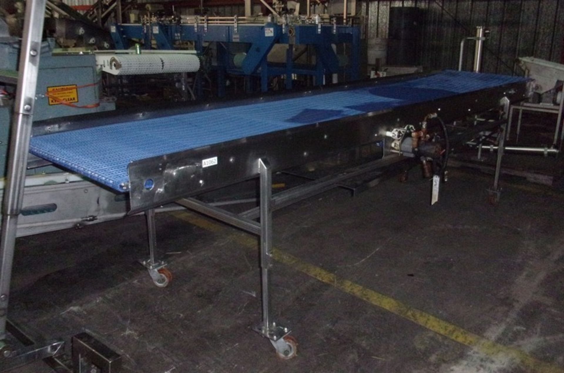 Aprox. 34" x 167" S/S Sanitary Blue Intralox Belt Conveyor, All S/S Construction, Infeed and - Image 5 of 11