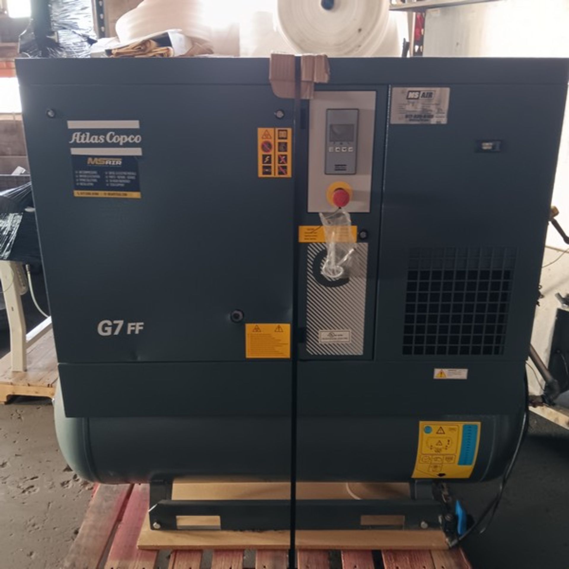 Atlas Rotary Screw Air Compressor, Model G7FF, S/N ITJ224332, Volt 208/230/460, Phase 3, Year