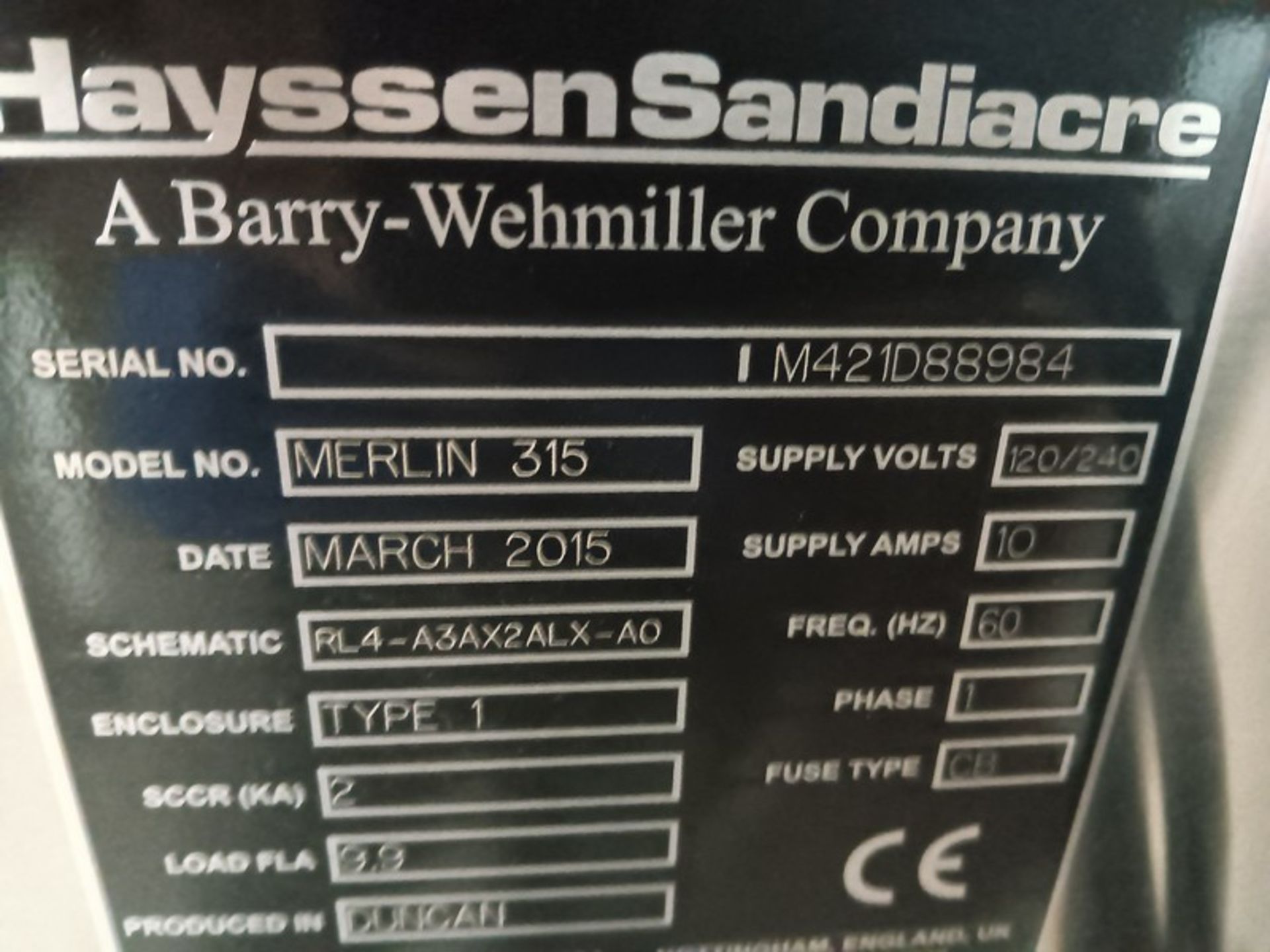 Hayssen Syndicate Merlin S/S Flow Wrapper, Model 315, S/N M421DSS984, Year 2015, Volt 120/240, - Image 9 of 9