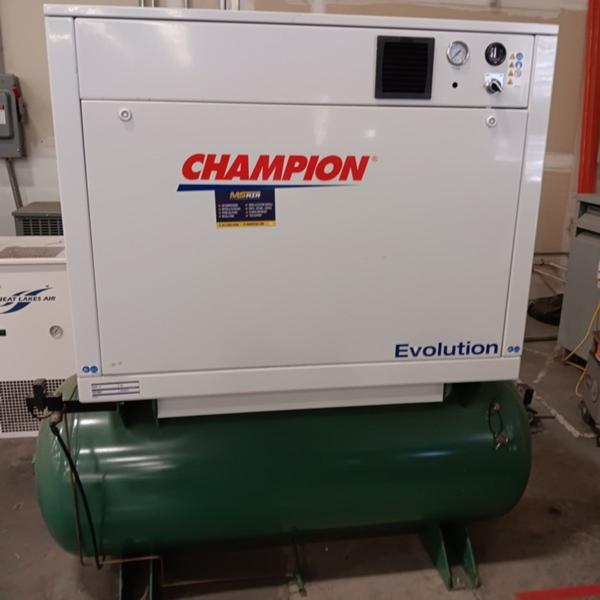 Champion Evolution Reciprocating Air Compressor, Model RP30, S/N D213691, Volt 230, Phase 3