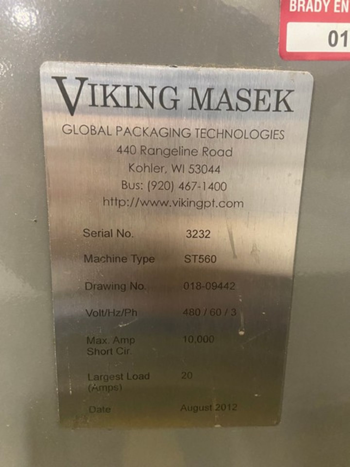 2012 Viking Masek Stick Pack SP2-20 Vertical Form, Fill, Seal Machine, Type: ST560, S/N 3232, 480 - Image 3 of 17