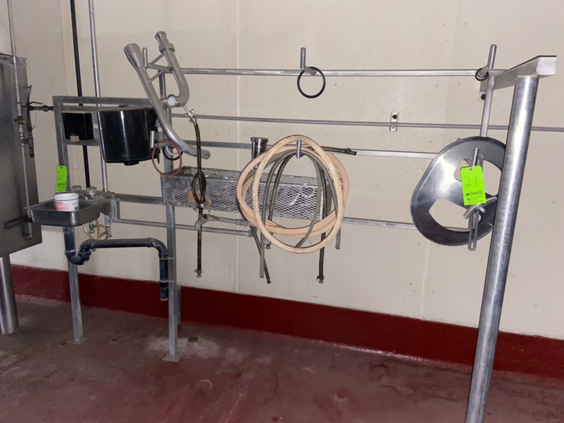 S/S Rack with Assorted S/S Fittings, with Tank CIP Door & S/S Single Bowl Sink (LOCATED IN