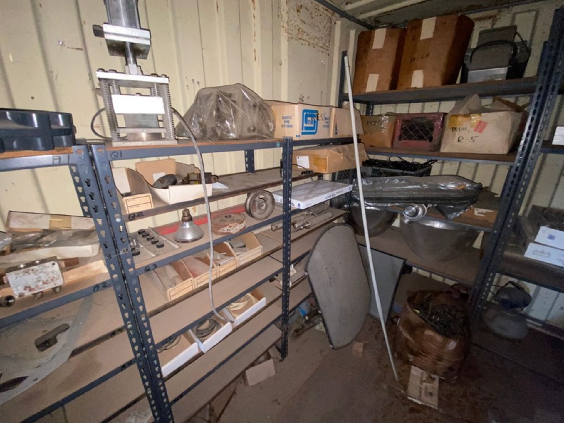 Contents of (2) Overseas Containers, Includes Plumbing, Bearings, Valving Parts Bins, Shelving, Ligh - Image 8 of 25