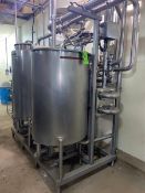 2-Tank 300 Gal. CIP System, Tank Dims.: Aprox. 4 ft. H x 4 ft. Dia., with Associated S/S Filters,