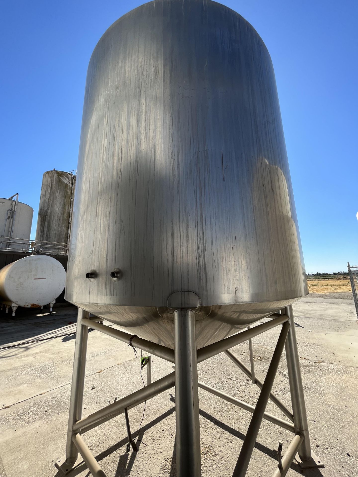 Sani-Fab Jacketed S/S Tank, Tank Dims.: Aprox. 7 ft. Tall x 80” Dia., Cone Bottom, Mounted on S/S - Image 8 of 9