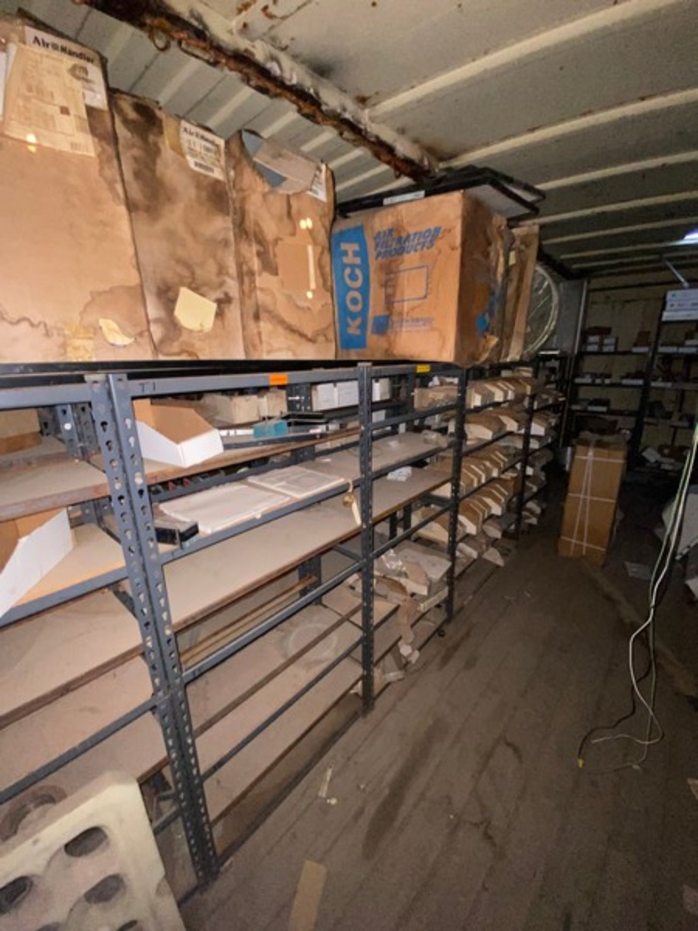 Contents of (2) Overseas Containers, Includes Plumbing, Bearings, Valving Parts Bins, Shelving, Ligh - Image 20 of 25