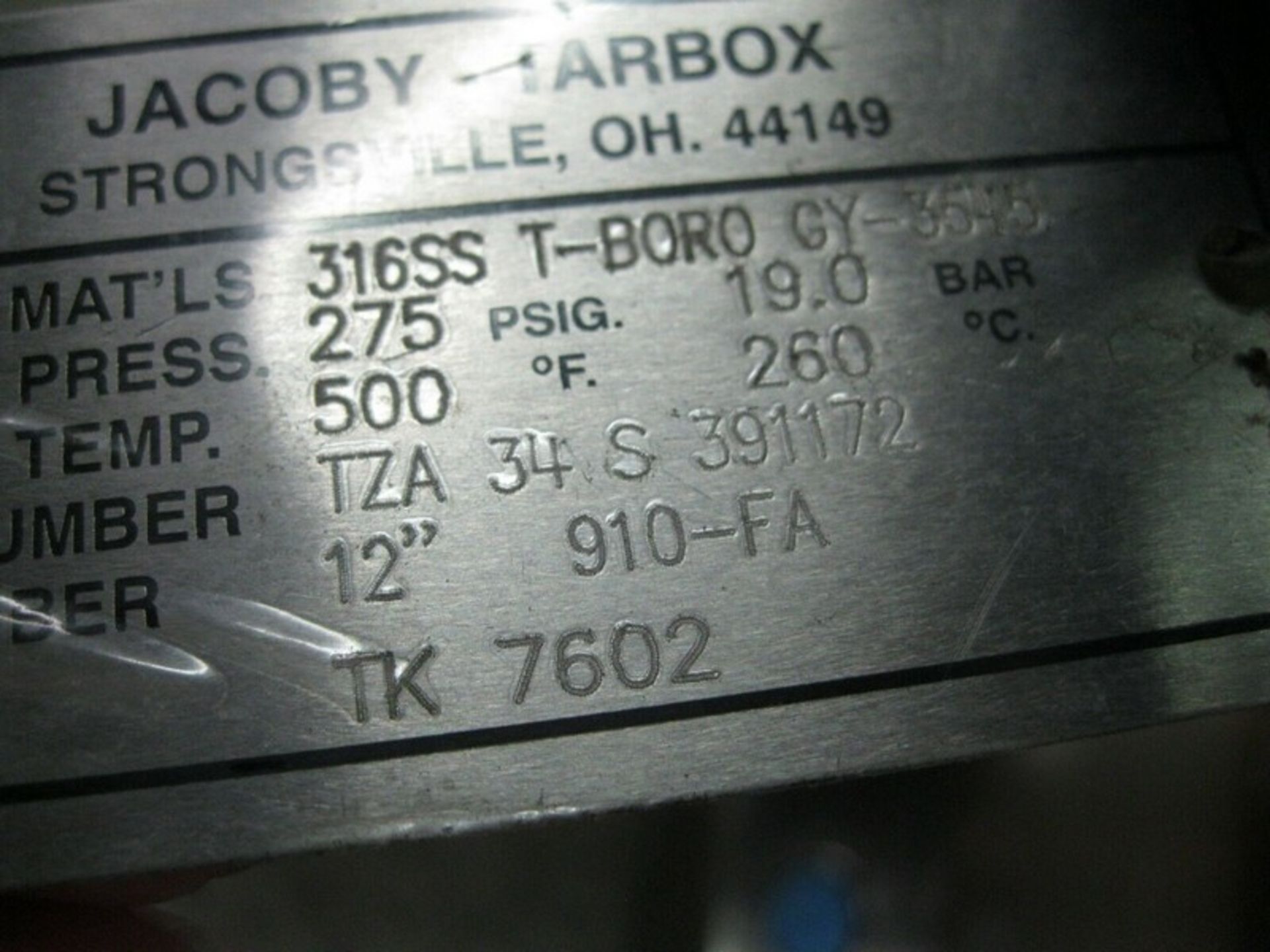 12" 150# Jacoby-Tarbox 910-12I SS Sight Flow Indicator NEW (Loading Fee $50) (Located Springfield, - Image 4 of 8