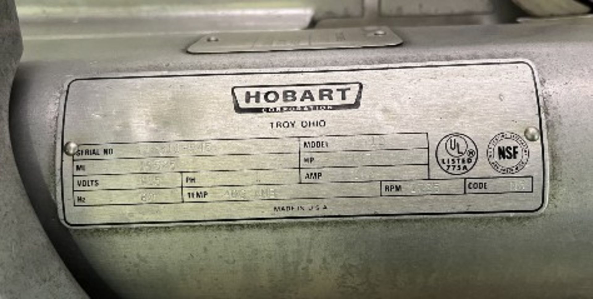 Hobart Table Top Slicer, Model 1712, S/N 11-311-545, Volt 5, HP 1/3 (Loading Fee $100) (Located - Image 3 of 3