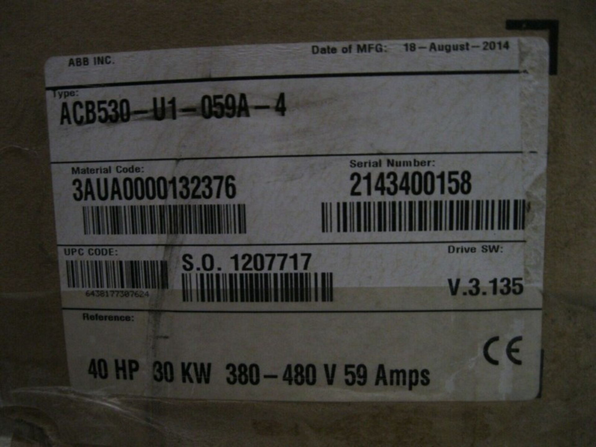 ABB Baldor ACB530-U1-059A-4 Variable Speed Drive 40 HP NEW (Loading Fee $50) (Located Springfield, - Image 5 of 7