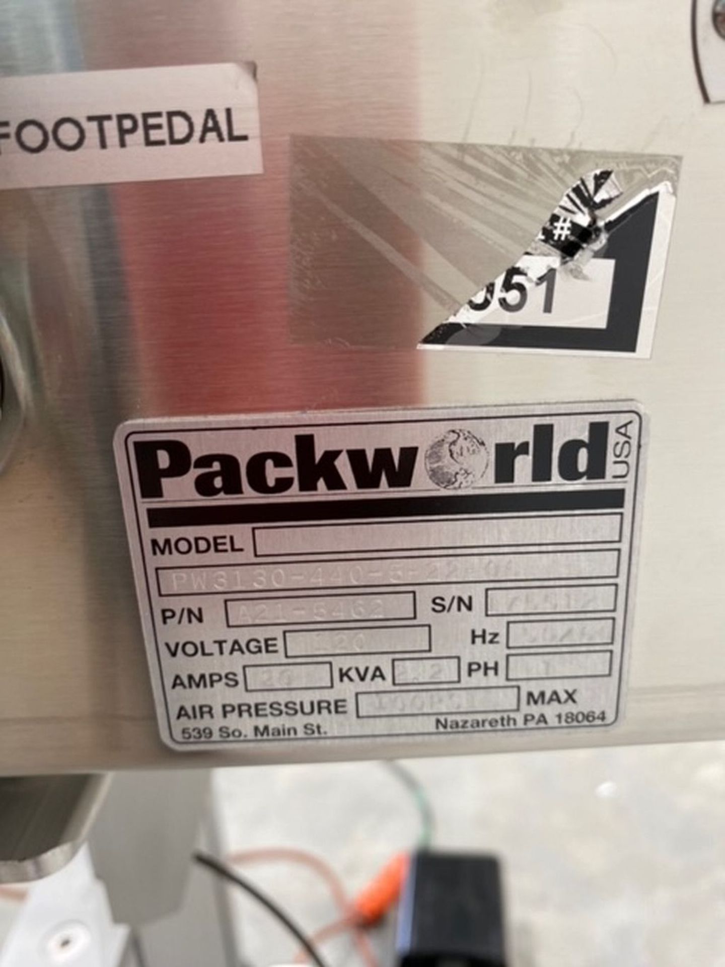 Packworld Impulse Heat Sealer. 24" Sealing bar. 120 Volts, 50/60 Hz, 1 Phase. 100 PSI Air. As - Image 2 of 2