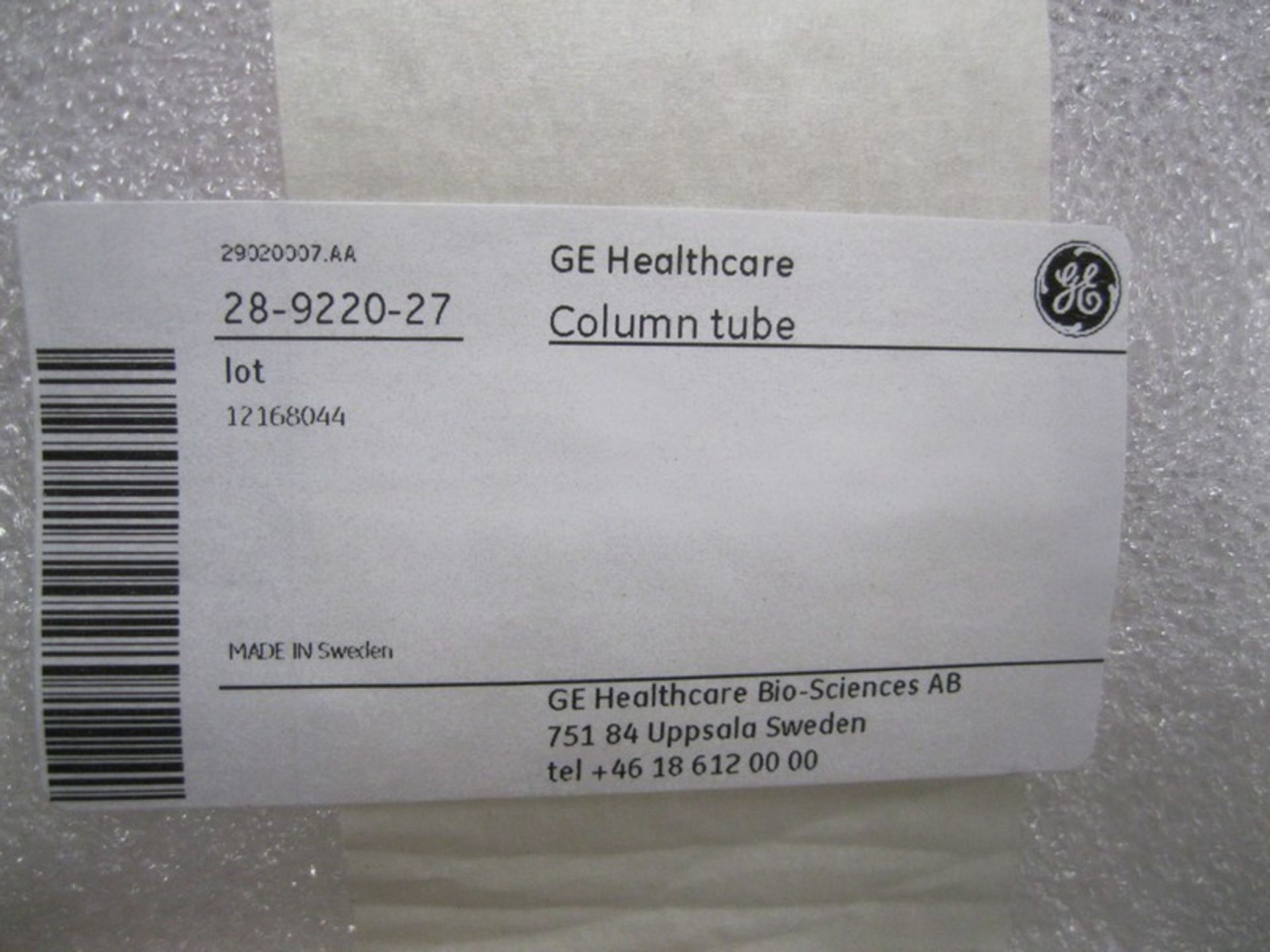 GE Healthcare 28-9220-27 Column Tube NEW (Loading Fee $25) (Located Springfield, NH) (NOTE: - Image 2 of 2