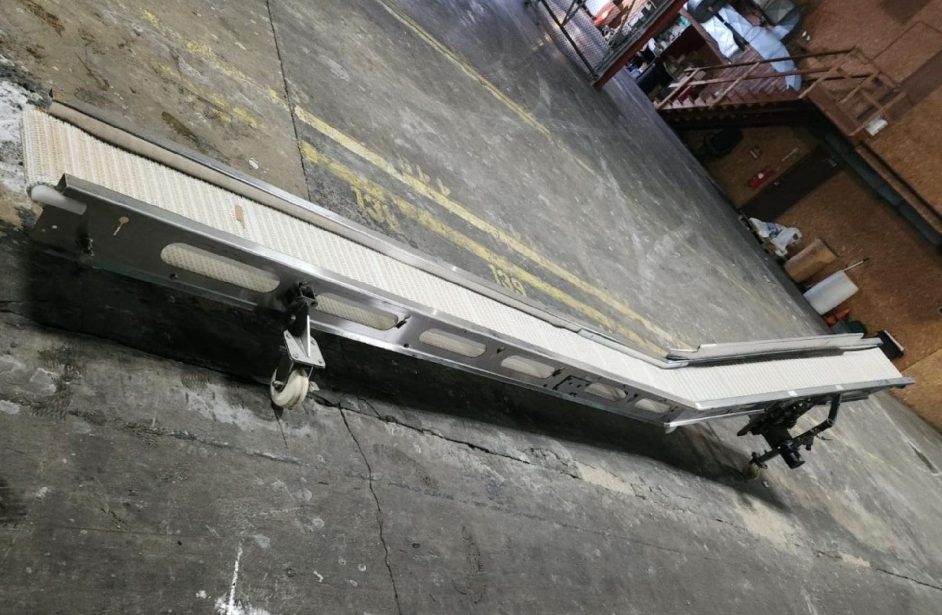 Aprox. 10" Wide x 201" Long Incline Intralo Belt Conveyor with 12" High Infeed, 41" High Discharges, - Image 3 of 6