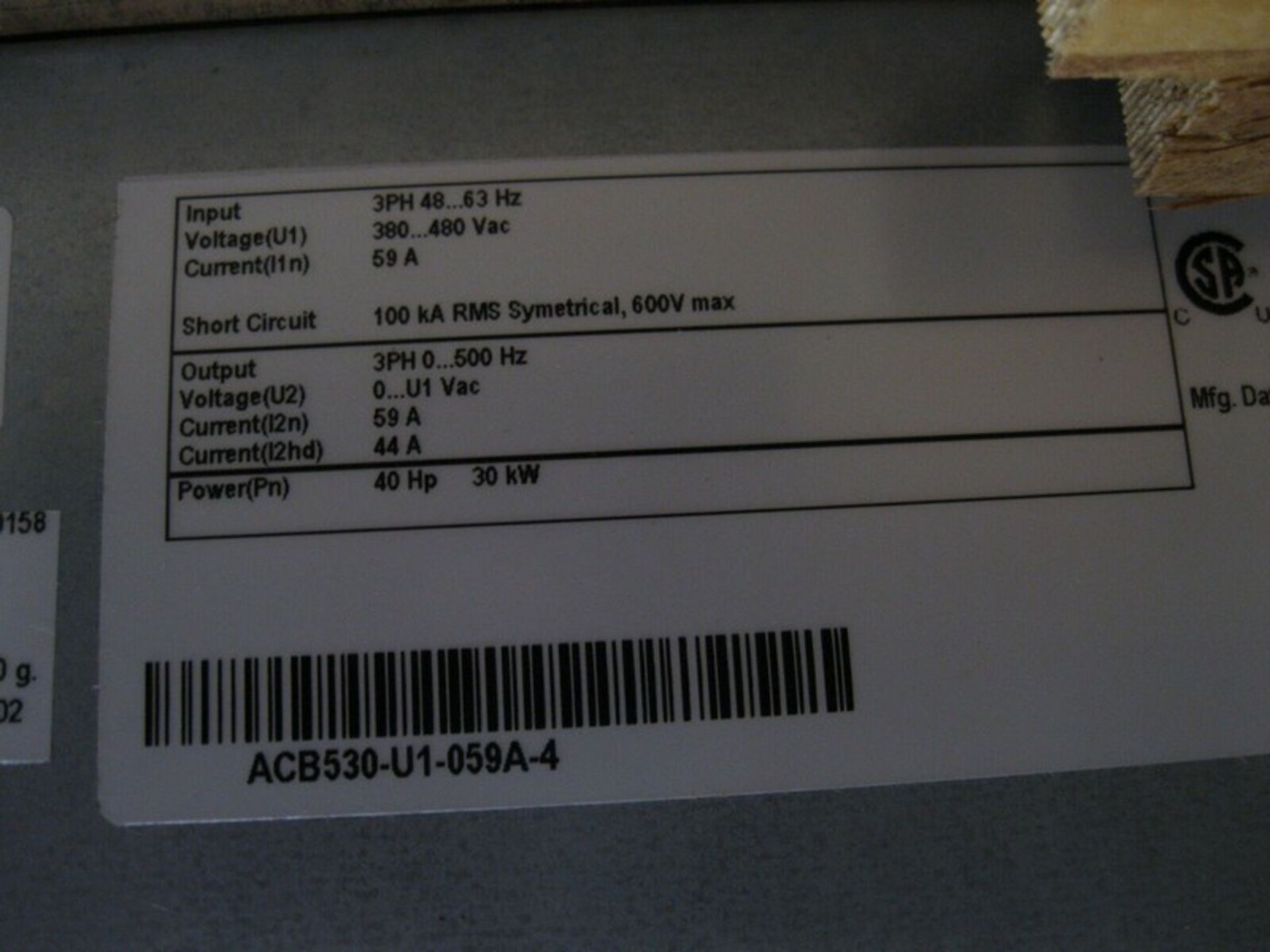 ABB Baldor ACB530-U1-059A-4 Variable Speed Drive 40 HP NEW (Loading Fee $50) (Located Springfield, - Image 4 of 7