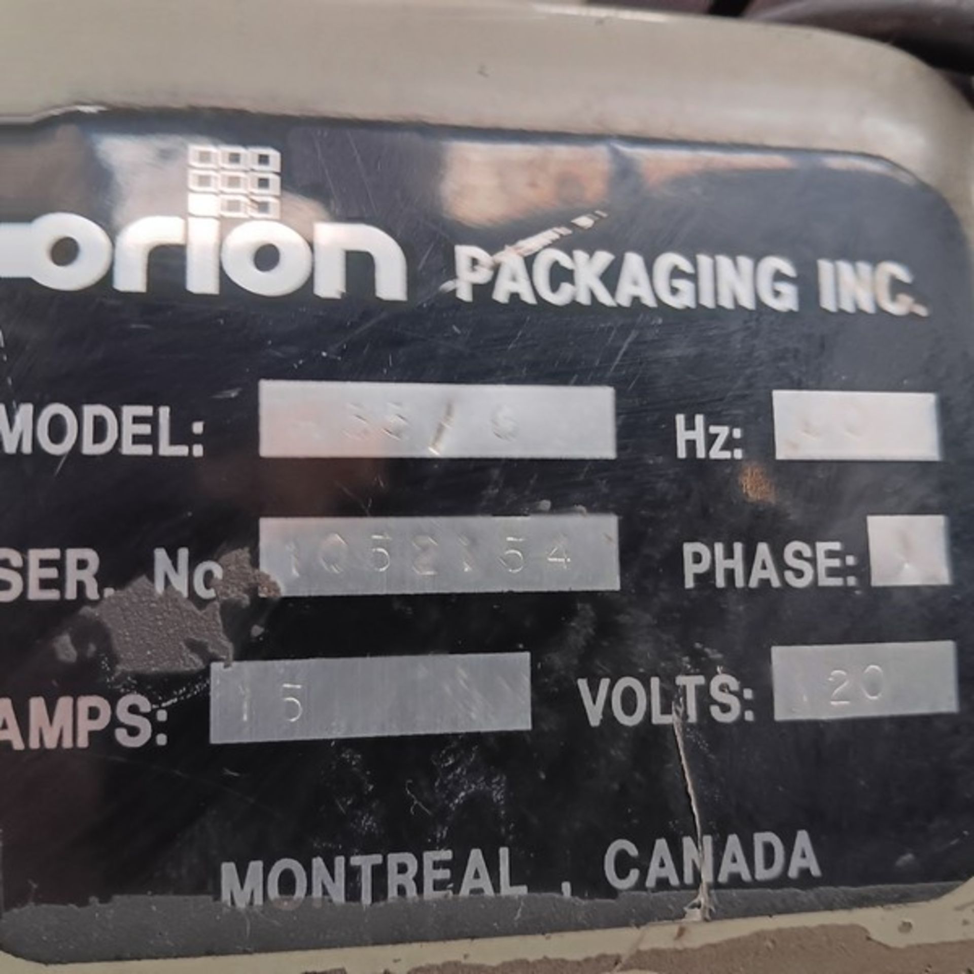 Orion Pallet Wrapper, Model 33/O, S/N 0572012TL5D, Pre Stretch, 120 Volt (Loading Fee $500) (Located - Image 5 of 5