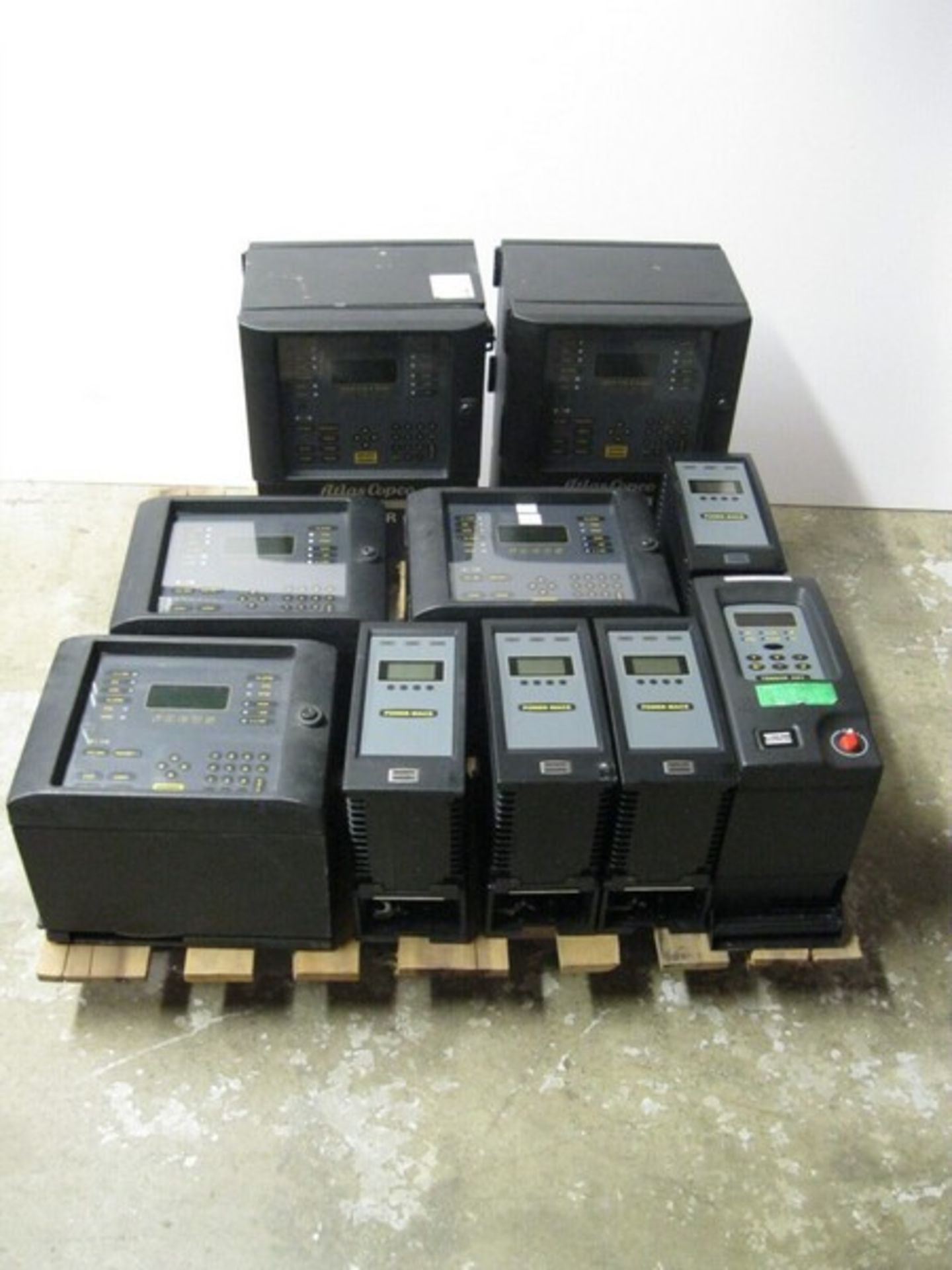 Lot (10) Atlas Copco Controllers (Loading Fee $50) (Located Springfield, NH) (NOTE: Packing and