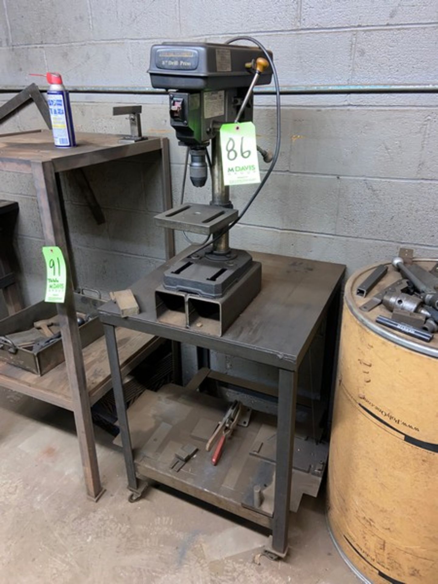 Central Machinery 8” Drill Press, S/N 44505, with Table (LOCATED IN CORRY, PA)