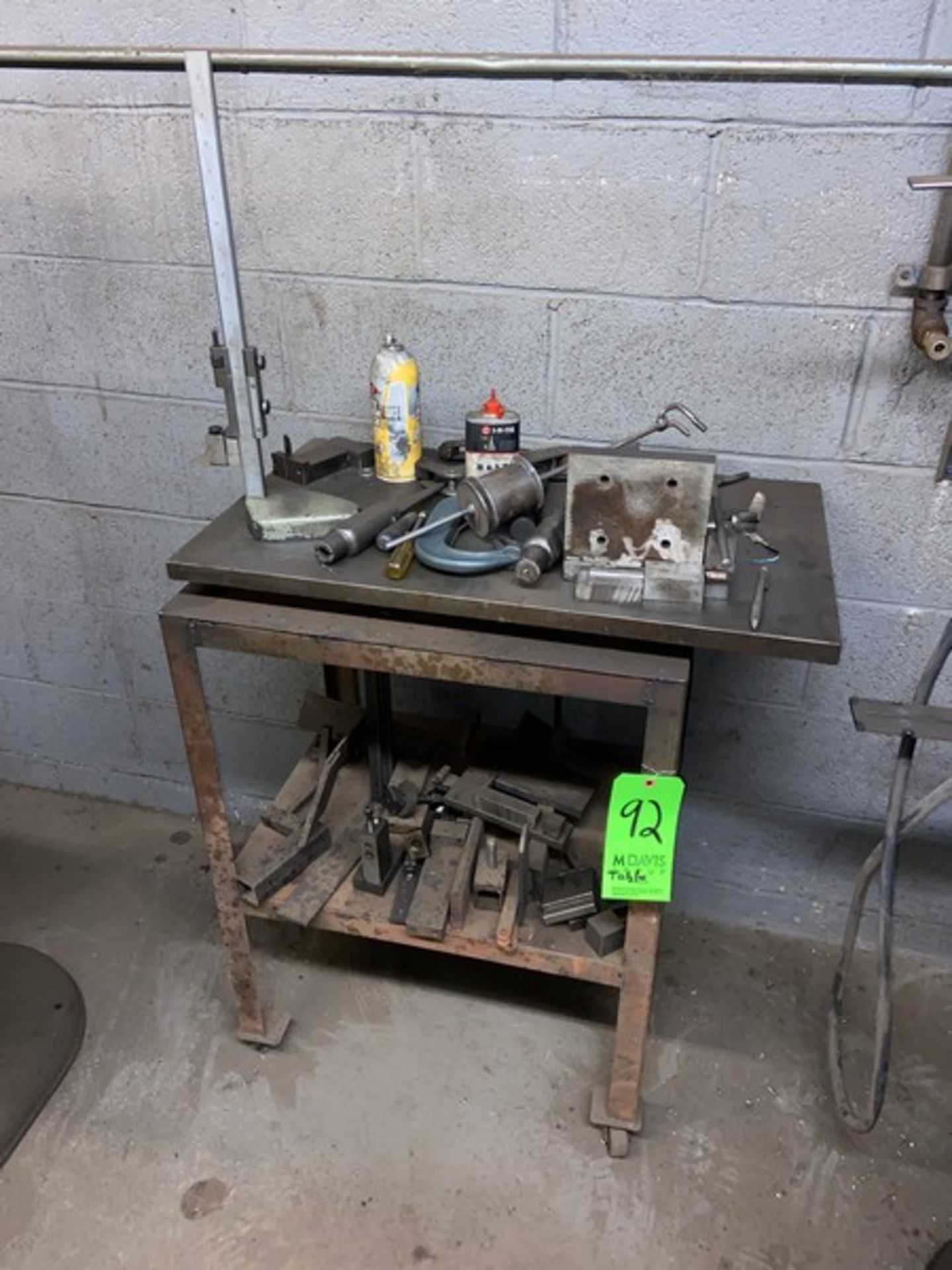 Shop Table, with Contents, Mounted on Portable Frame (LOCATED IN CORRY, PA)