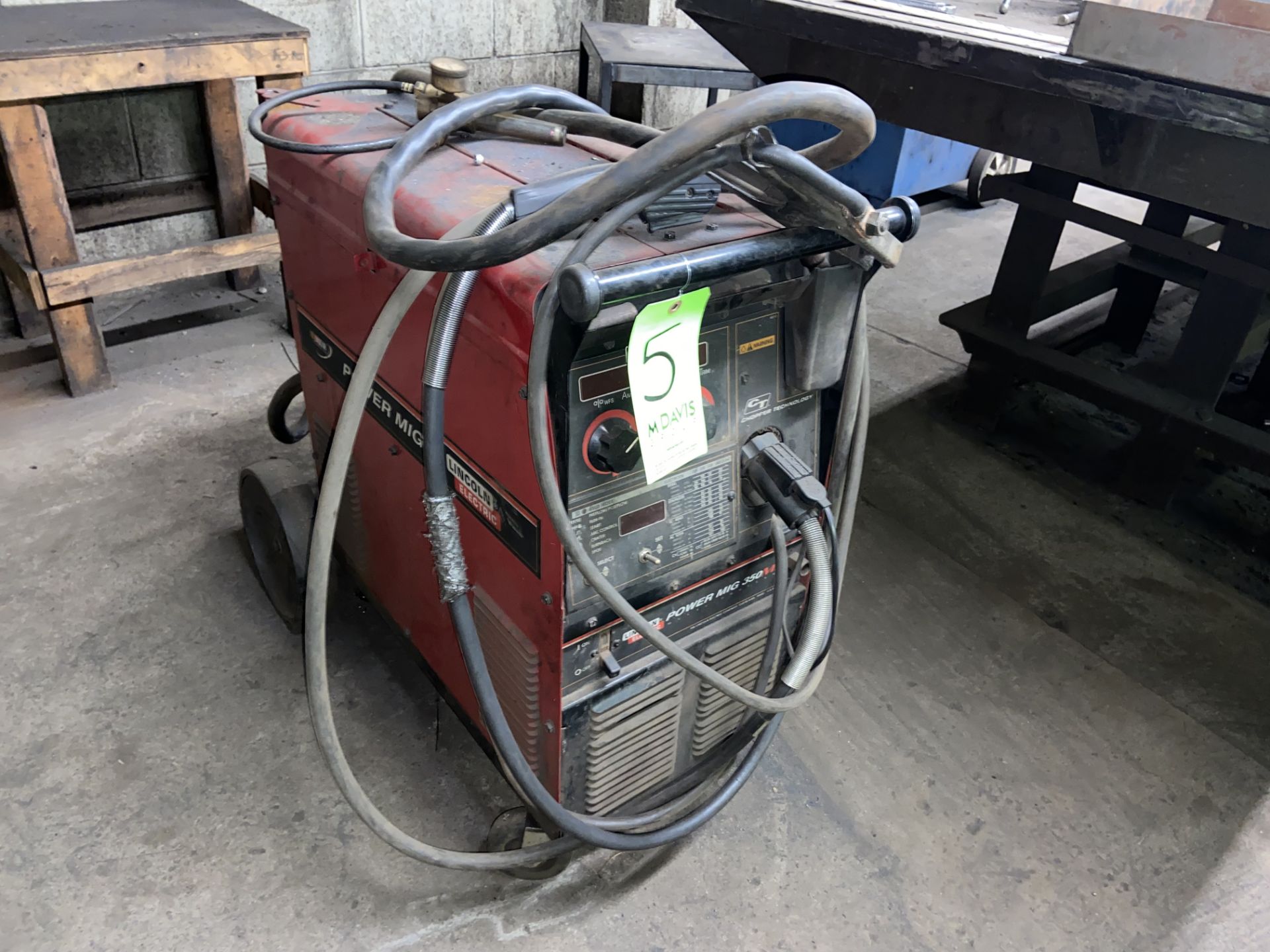 Lincoln Electric Power Mig 350MP Welder, S/N K2403-1 11147 U1070703714, Mounted on Portable Frame
