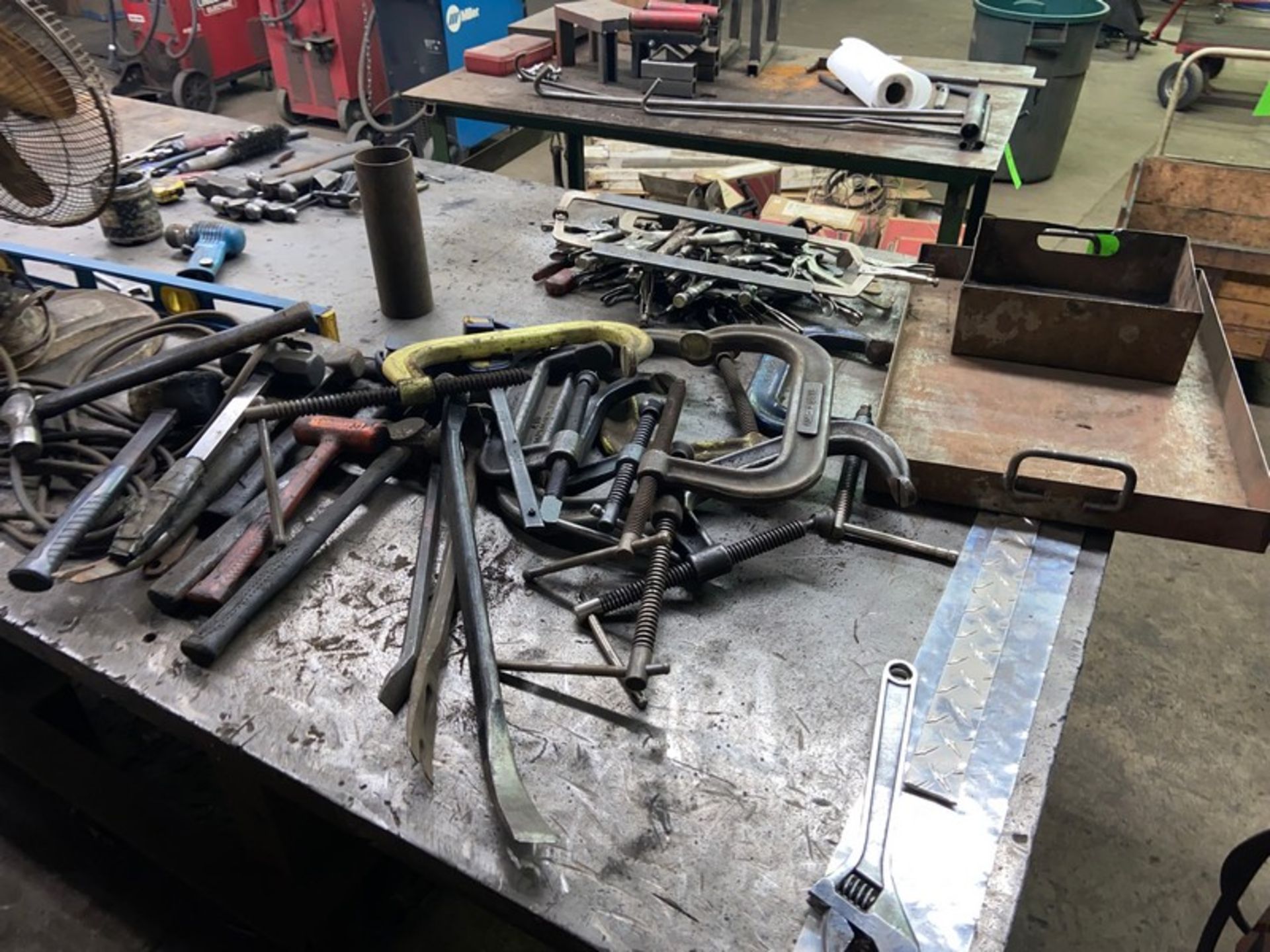 Contents of Shop Table Top, Chop Saw, Clamps, & Other Tooling (LOCATED IN CORRY, PA) - Bild 2 aus 5