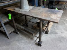 Metal Shop Table, Mounted on Portable Frame (LOCATED IN CORRY, PA)
