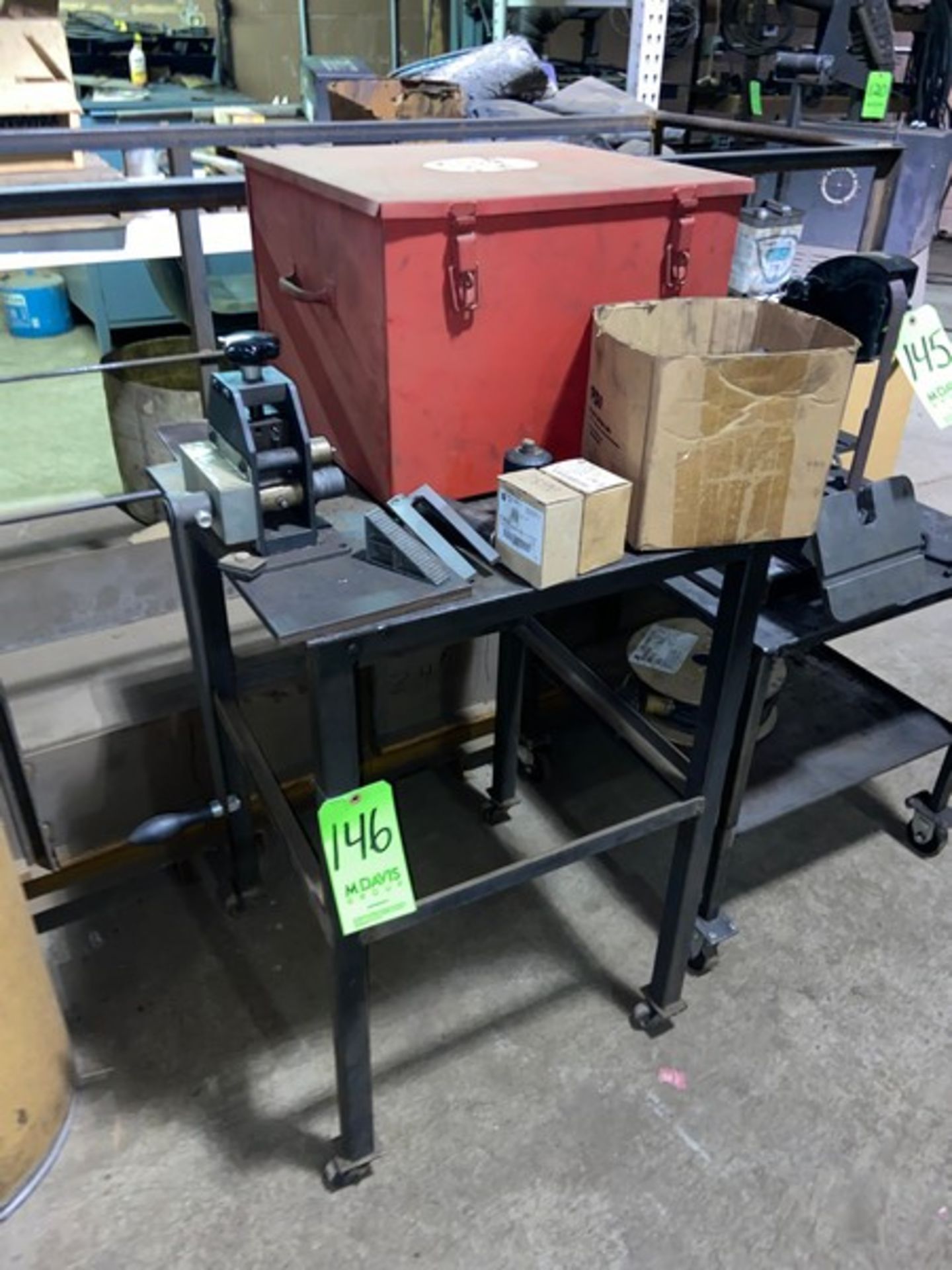 Portable Shop Table with Contents, Includes Table Top Bender (LOCATED IN CORRY, PA)